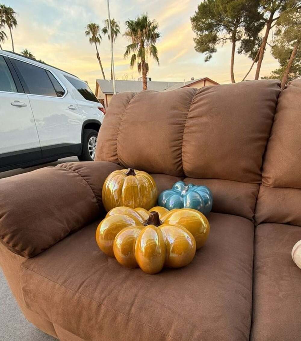 Glazed Ceramic Pumpkins Set of 3 Fall Decor